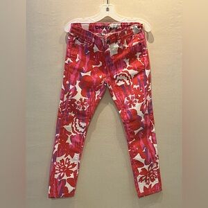 DKNY Rocker Red and White Floral Pants